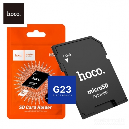 1257 Atminties kortelių adapteris Micro SD į SD Hoco HB22 WWW.G23.LT