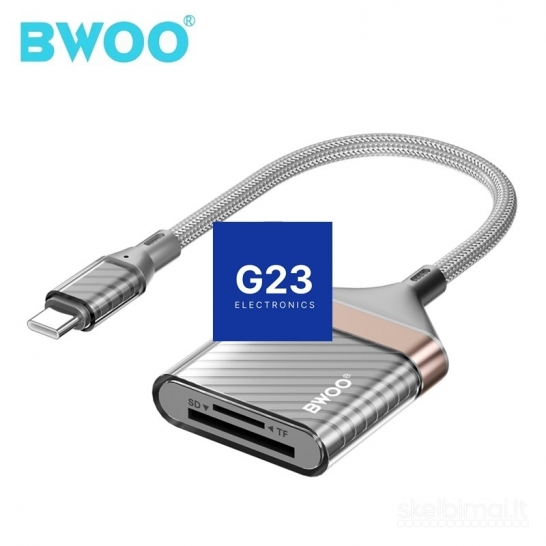 1046 Atminties kortelių skaitytuvas Micro SD ir SD su Type-C jungtimi BWOO