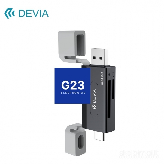 1324 Atminties kortelių skaitytuvas Micro SD ir SD su USB ir Type-C Devia
