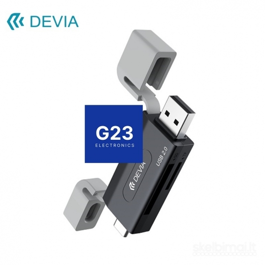 1324 Atminties kortelių skaitytuvas Micro SD ir SD su USB ir Type-C Devia