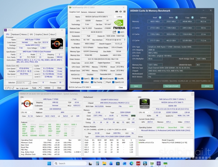 Ryzen 5700X, 32GB RAM, 5060Ti 16gb, SSD 2tb, Win11pro