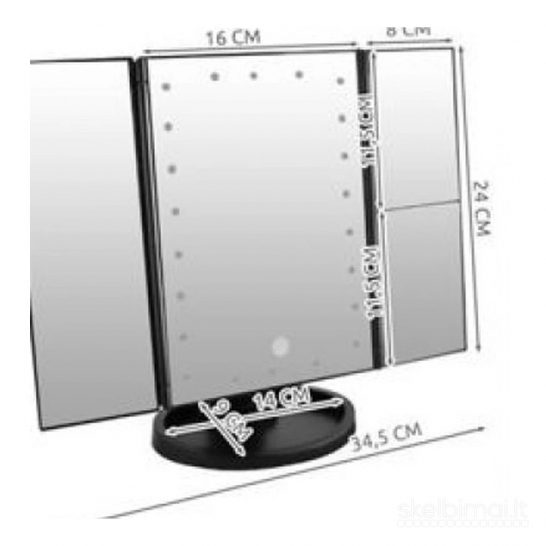 Kosmetinis LED veidrodis L7870 su 2× ir 3× didinimu