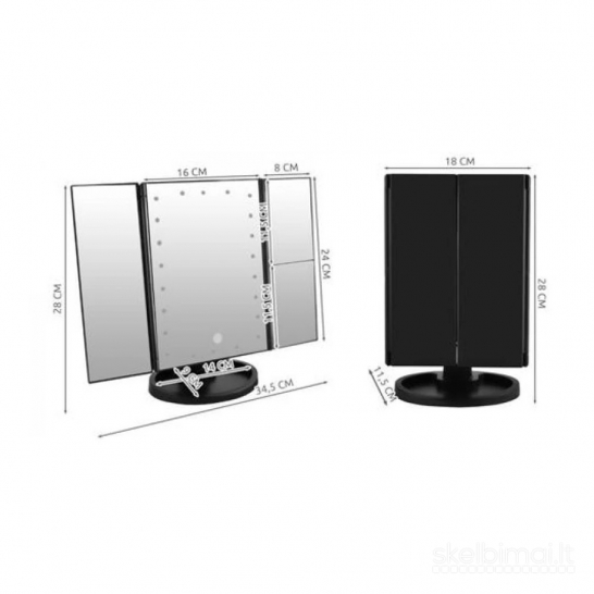 Kosmetinis LED veidrodis L7870 su 2× ir 3× didinimu