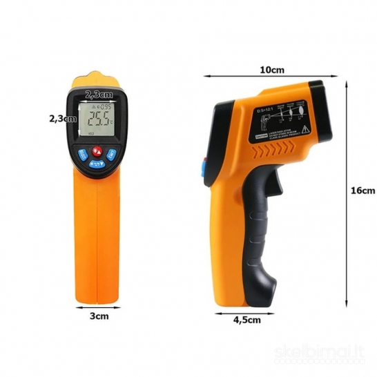 GM550 bekontaktis lazerinis termometras, -50–550 °C