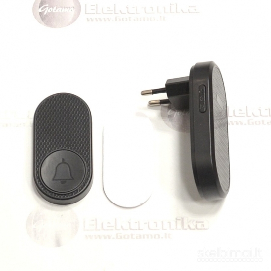 1800 Belaidis durų skambutis Mini juodos spalvos 33 melodijos G23.LT