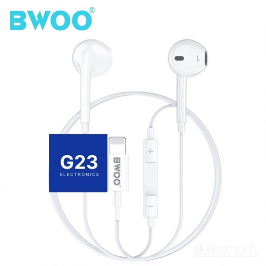 1809 Laidinės Lightning ausinės BWOO su plastikiniais antgaliais WWW.G23.LT