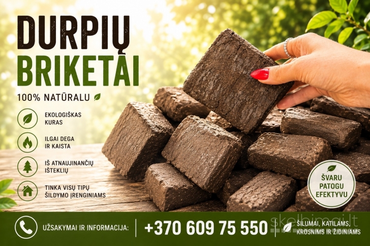 Briketai nuo 299€,granules nuo 350€