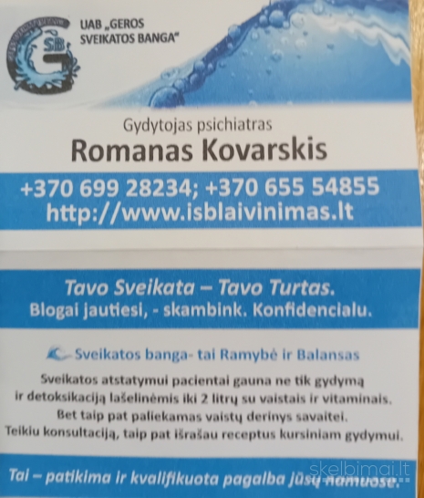 069928234 Detoksikacija, išblaivinimas lašelinėmis, psichiatras 065554855