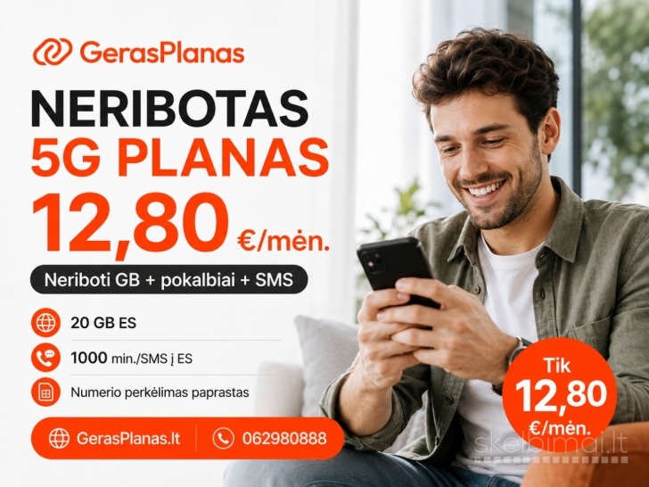 5G pokalbių planai 13 Eur/mėn viskas neribotai!