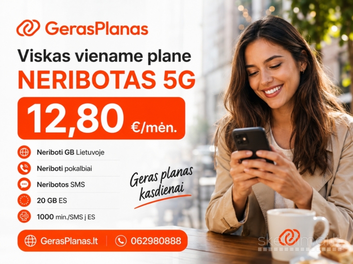 5G pokalbių planai 13 Eur/mėn viskas neribotai!