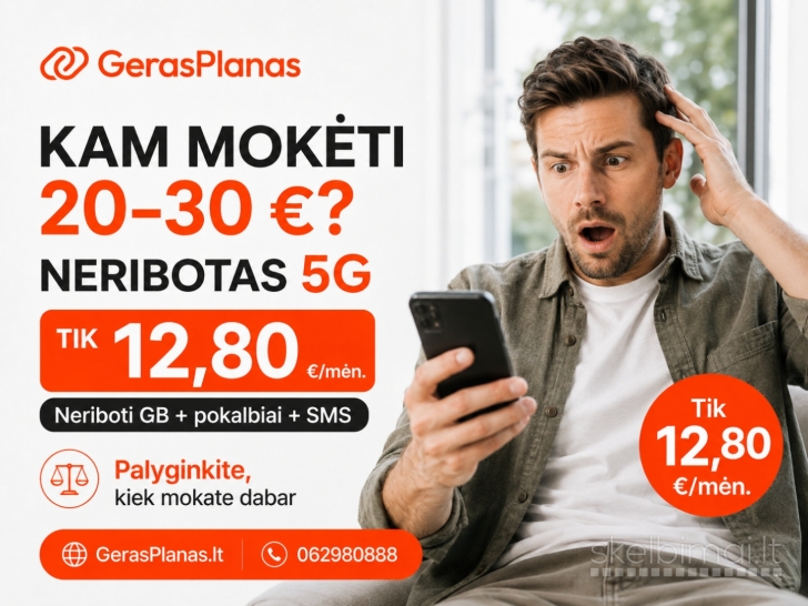 5G pokalbių planai 13 Eur/mėn viskas neribotai!