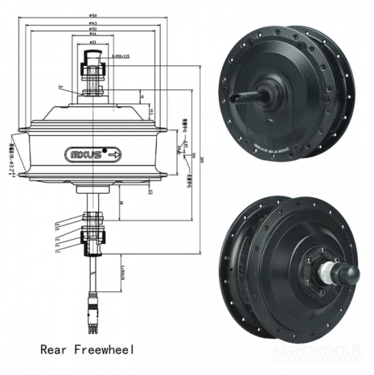 Naujas Galinis El. Dviračio Variklis Mxus XF15R 500W 48V