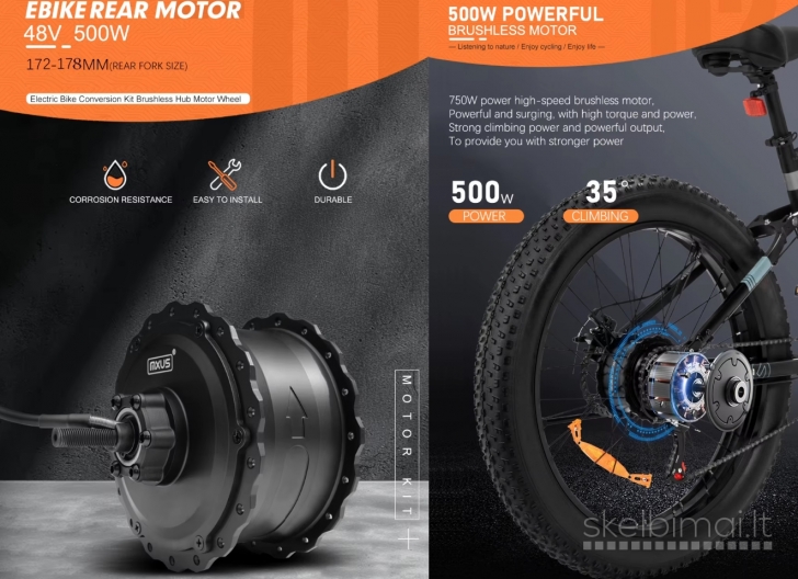 Naujas Galinis El. Dviračio Variklis Mxus XF15FAT 500W 48V (Fat Bike)