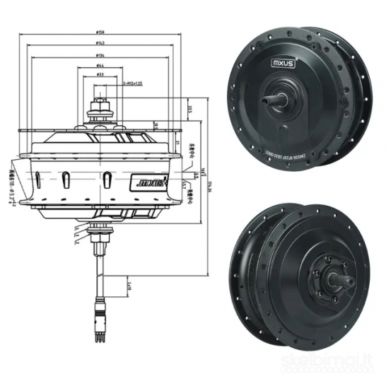 Naujas Priekinis El. Dviračio Variklis Mxus Xf15F 500W 48V