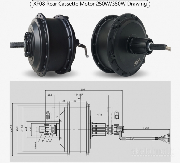 Naujas Galinis El. Dviračio Variklis Mxus XF08C 250W 36V