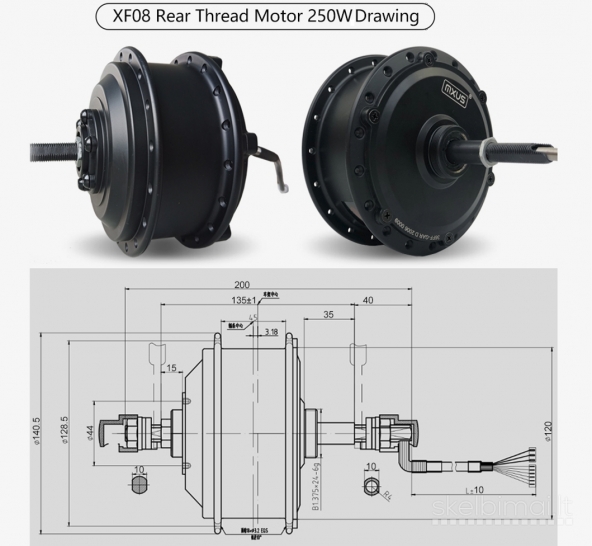 Naujas Galinis El. Dviračio Variklis MXUS XF08 250W 36V