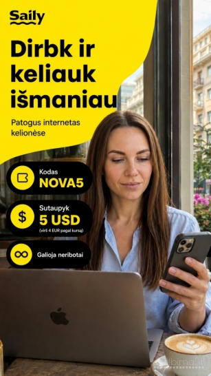 Saily nuolaidos kodas NOVA5 - internetas užsienyje su Saily eSIM