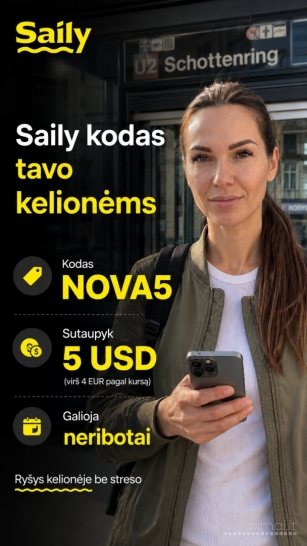 Saily nuolaidos kodas NOVA5 - internetas užsienyje su Saily eSIM