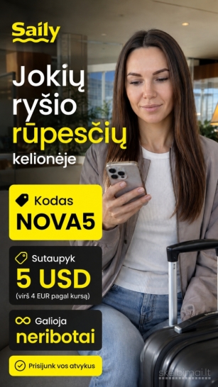 Saily nuolaidos kodas NOVA5 - internetas užsienyje su Saily eSIM