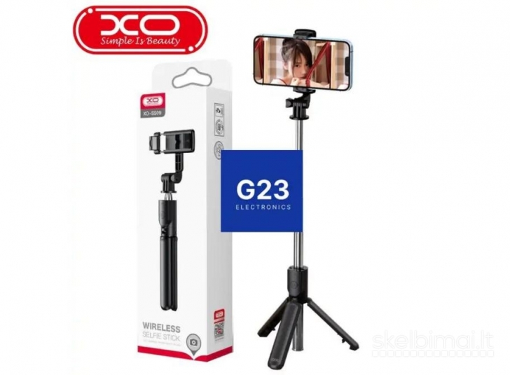 1830 Trikojis stovas asmenukių (selfie) lazda XO SS09 Bluetooth 64 cm WWW.G23.LT