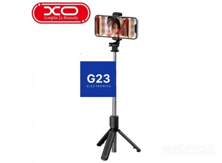 1830 Trikojis stovas asmenukių (selfie) lazda XO SS09 Bluetooth 64 cm WWW.G23.LT
