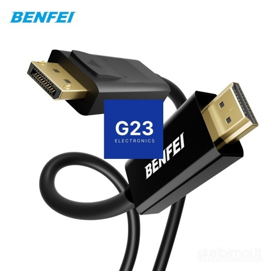 1833 DisplayPort į HDMI laidas 1,8 m 4K 30Hz Benfei WWW.G23.LT