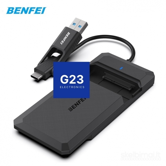 1837 Kietojo disko kišenė 2,5 colio SATA USB-C ir USB-A Benfei WWW.G23.LT