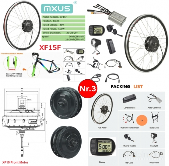 Naujas MXUS 250W-500W Variklio Komplektas Dviračio Elektrifikavimui Su Ratlankiu