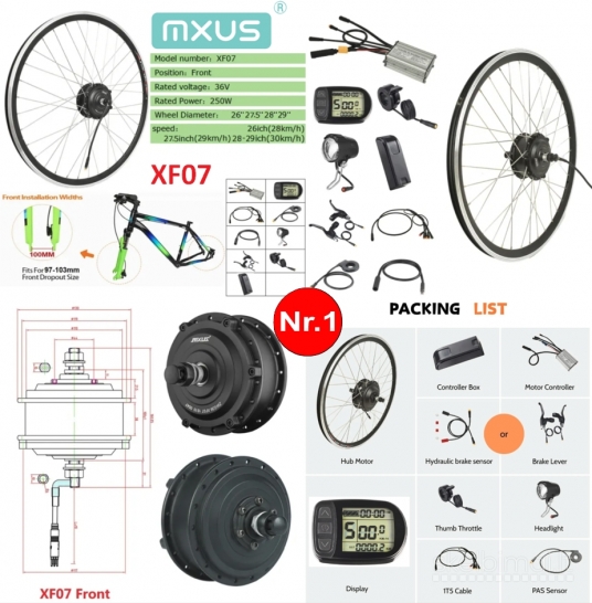 Naujas MXUS 500W-250W Variklio Komplektas Su Ratlankiu