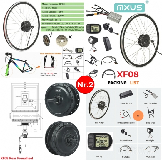 Naujas MXUS 250W-500W Variklio Komplektas Dviračio Elektrifikavimui Su Ratlankiu