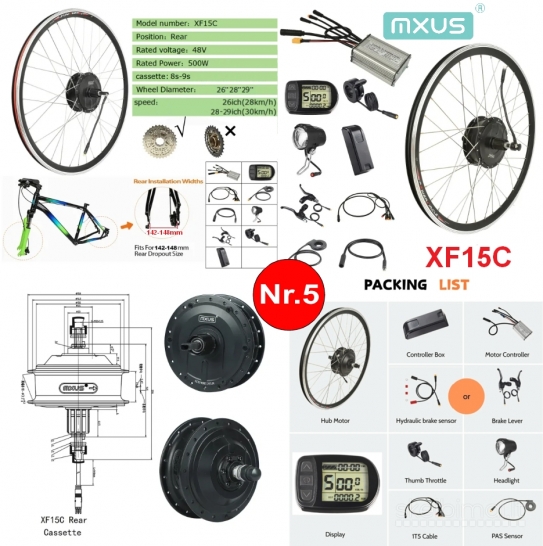 Naujas MXUS 250W-500W Variklio Komplektas Dviračio Elektrifikavimui Su Ratlankiu