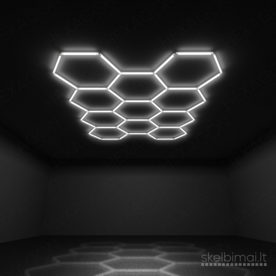 Hexagon rombo formos garažo apšvietimas 11 grid