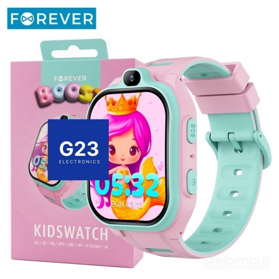 1887 Vaikiškas išmanusis laikrodis Forever Kids Boost 4G GPS rožinis WWW.G23.LT