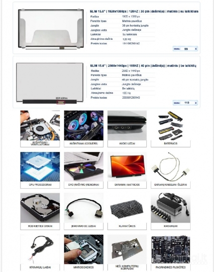 LCD matrica, ekranas, nešiojamo kompiuterio ekranas, ekrano remontas
