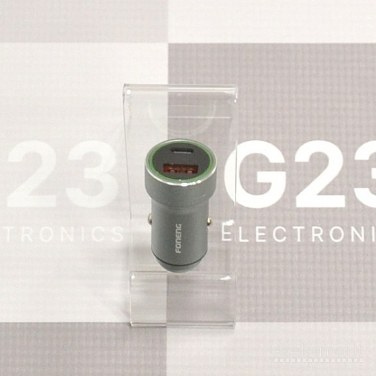1890 Auto kroviklis Type-C ir USB 30W PD QC Foneng grafito WWW.G23.LT