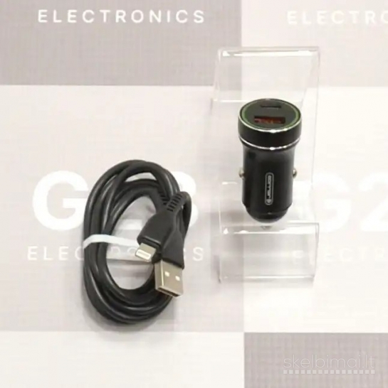 1893 Auto kroviklis Type-C 20W ir USB 18W su Lightning laidu Jellico WWW.G23.LT