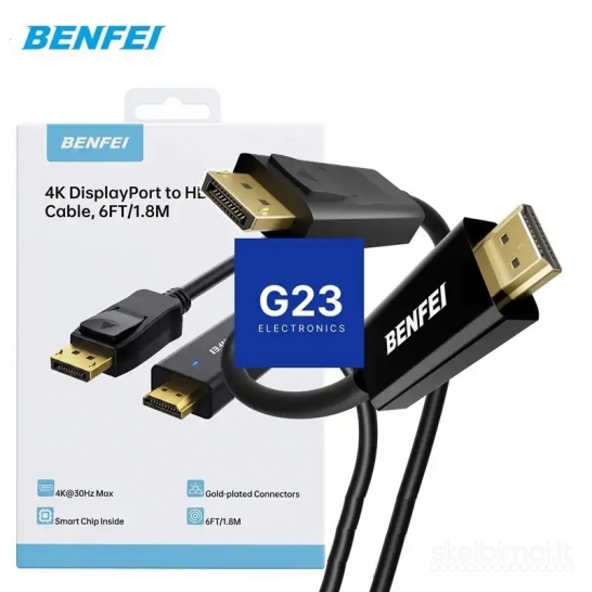 1909 DisplayPort į HDMI laidas 1.8 metro Benfei WWW.G23.LT