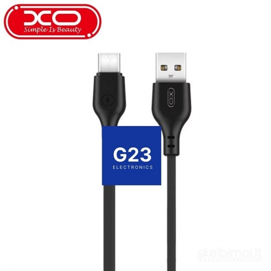1910 Micro USB laidas 2 metrai 2.1A XO juodos spalvos WWW.G23.LT