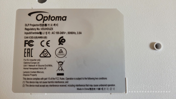 OPTOMA 4 k PROJEKTORIUS