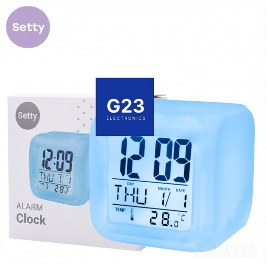 Žadintuvas Setty kubas su temperatūra ir apšvietimu WWW.G23.LT