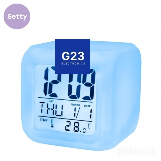 Žadintuvas Setty kubas su temperatūra ir apšvietimu WWW.G23.LT