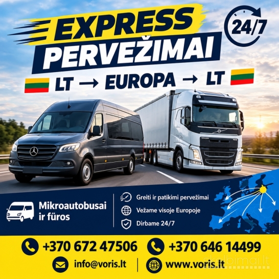 KROVINIŲ PERVEŽIMAI 24/7 +370 672 47506