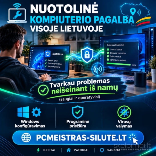 Skubi PC pagalba nuotoliniu būdu visur kur yra stabilus internetas