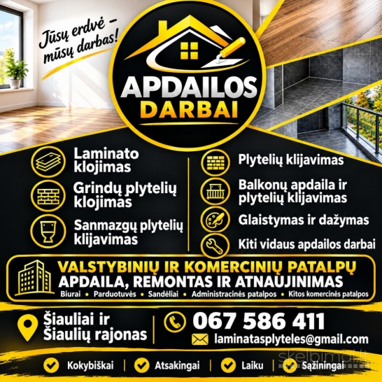 Atliekame apdailos darbus šiauliai.