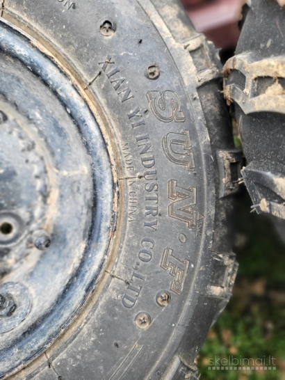 Keturračio ratai 16x8.00-7 su pastiprintais 3 skylių ratlankiais (4 vnt.)