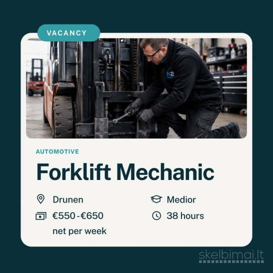 Reikalingas krautuvų remonto mechanikas (1) darbui Olandijoje