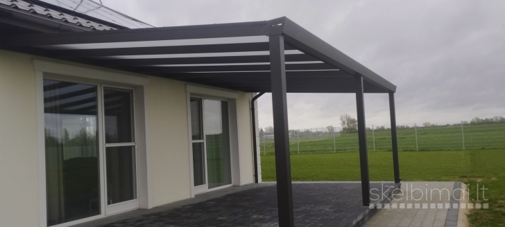Aliuminio stoginės Verandų stiklinimas Stogeliai