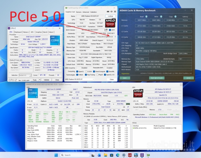 Intel i5-12600KF, 32GB RAM, RX9070XT 16gb, SSD 2tb, Win11pro