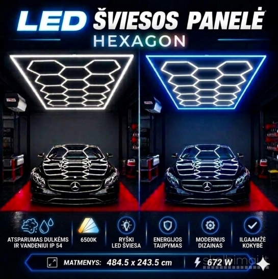 Garažo šviestuvas 485cm*244cm Hexagon (Korinis)