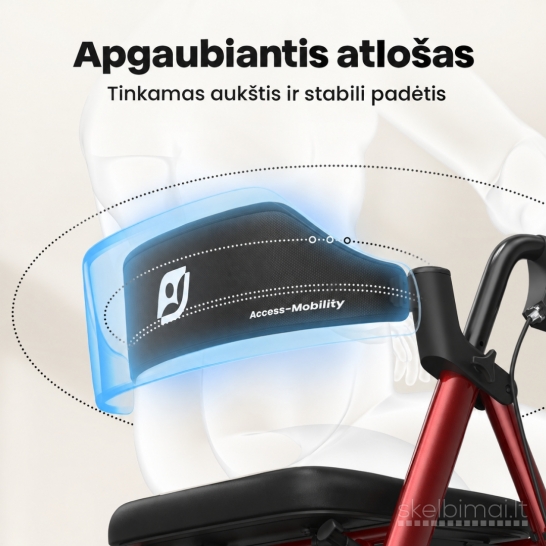 Naujas Rolatorius-vaikštynė su sėdyne ir krepšiu, senjorams, sulankstomas..
